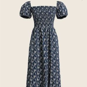 NWT J.Crew Short-sleeve smocked dress in starry swirl